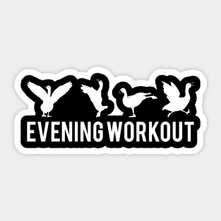 Evening Workout White Duck Exercising Sticker